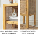 39" Modern Rattan Dresser with Shelves and Doors Included - Natural