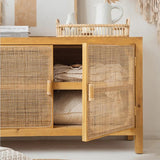 39" Modern Rattan Dresser with Shelves and Doors Included - Natural