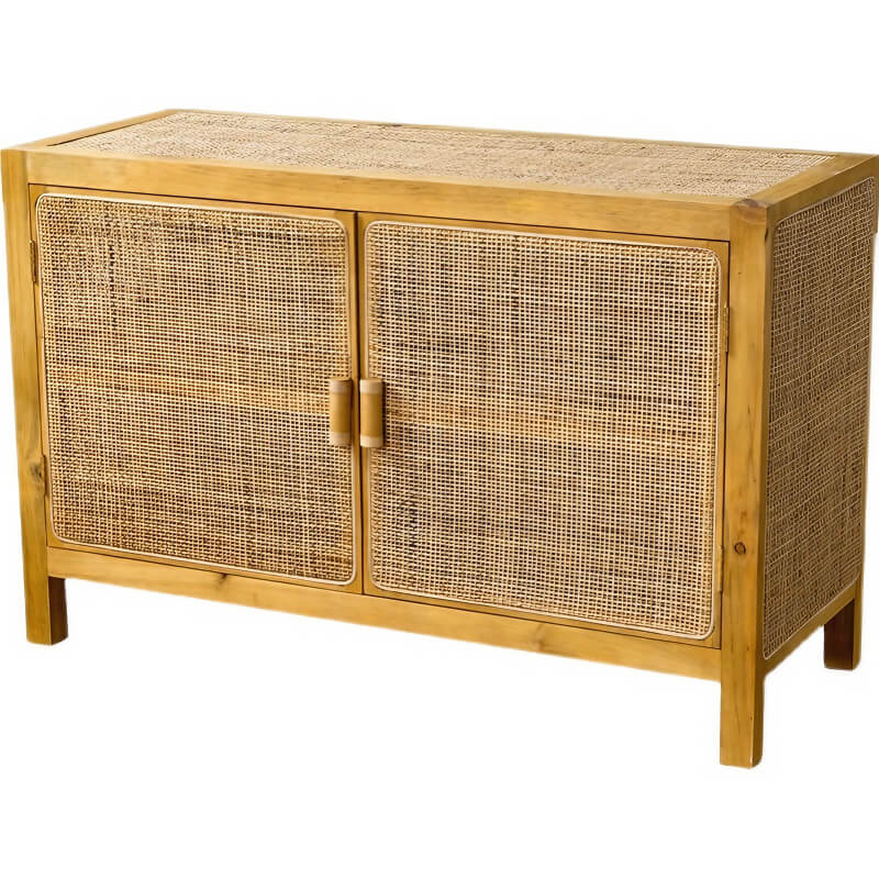 39" Modern Rattan Dresser with Shelves and Doors Included - Natural