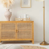 39" Modern Rattan Dresser with Shelves and Doors Included - Natural