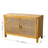 39" Modern Rattan Dresser with Shelves and Doors Included - Natural