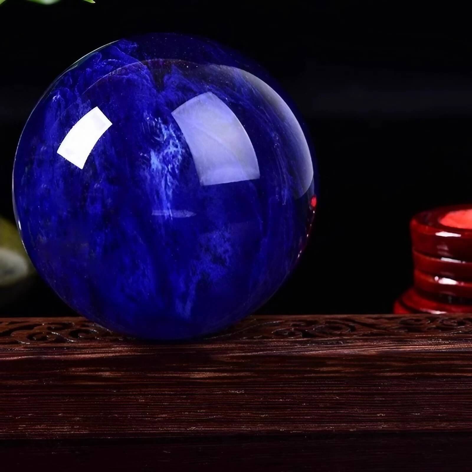 4.7″ Crystal Ball Blue Crystal Glass Feng Shui Decor for Office Living Room