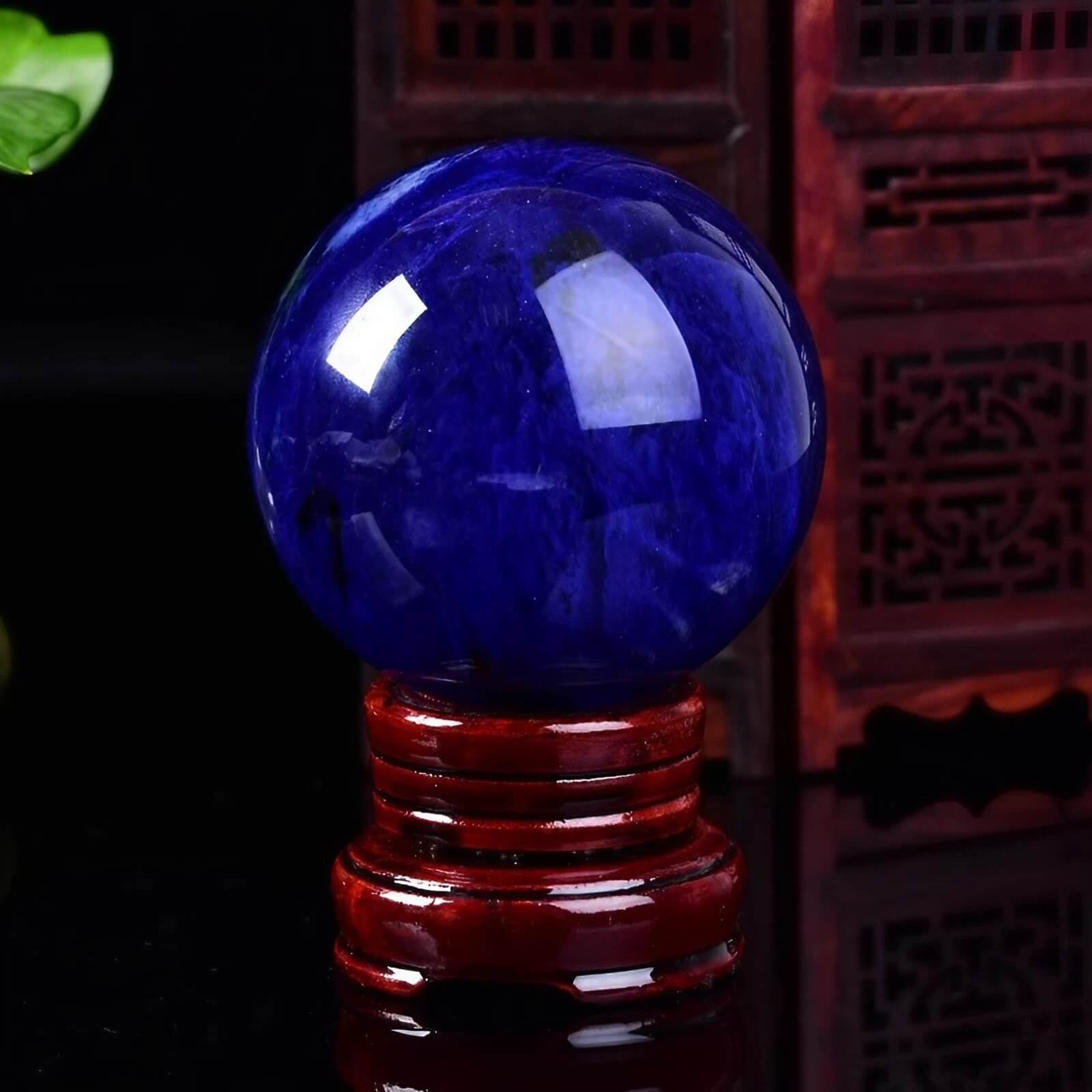 4.7″ Crystal Ball Blue Crystal Glass Feng Shui Decor for Office Living Room