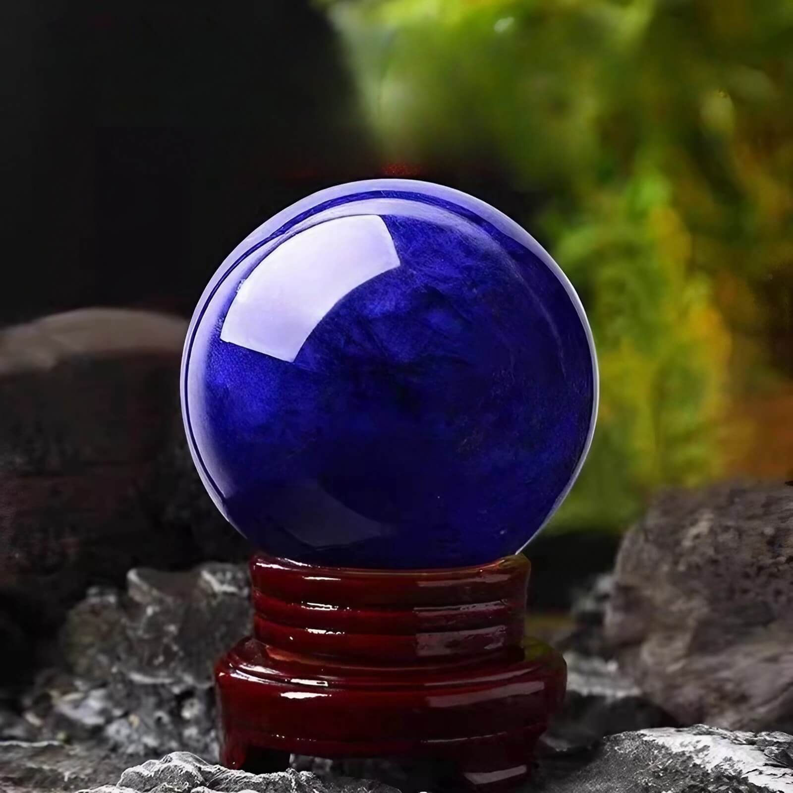 4.7″ Crystal Ball Blue Crystal Glass Feng Shui Decor for Office Living Room