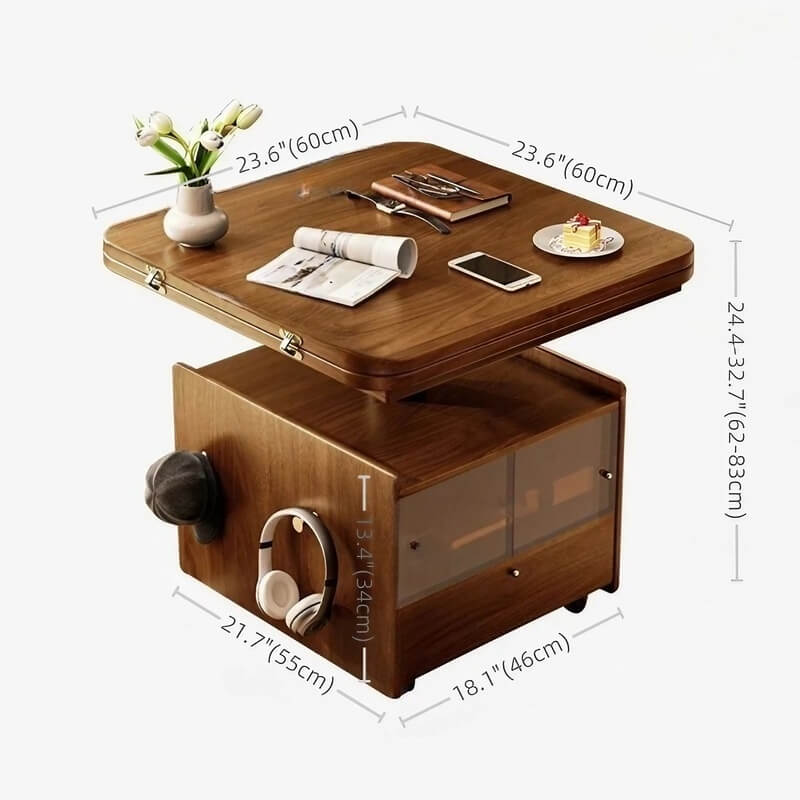 40″ Solid Wood Desk Adjustable Height LiftTop Storage Mobile - Rectangle Walnut