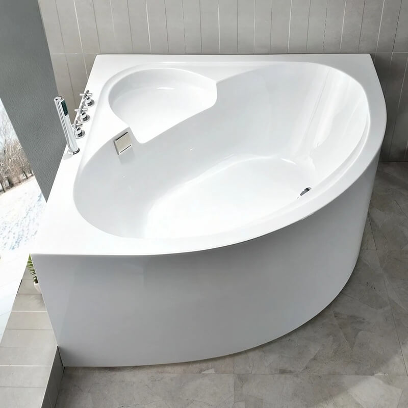 43.31″ Standalone Sector Corner Tub - Modern Acrylic Deep Soaking Therapy