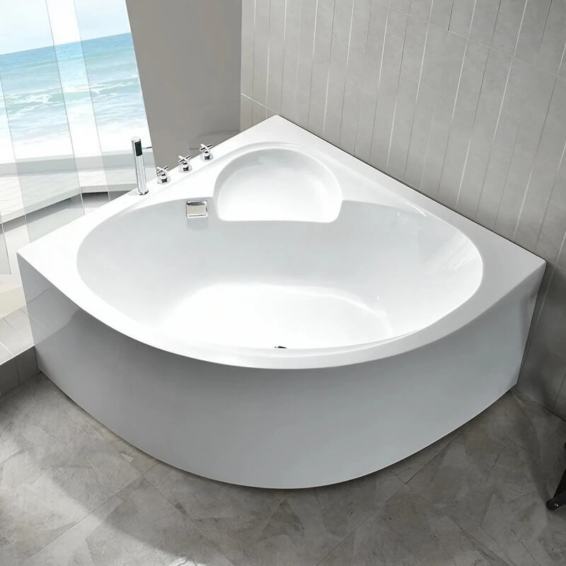 43.31″ Standalone Sector Corner Tub - Modern Acrylic Deep Soaking Therapy