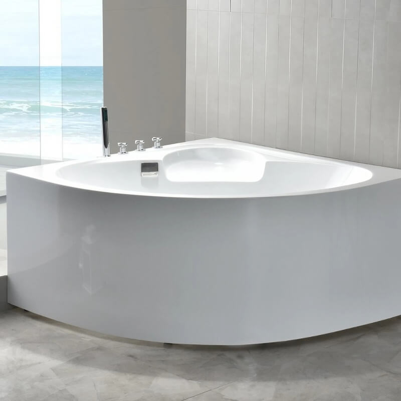 43.31″ Standalone Sector Corner Tub - Modern Acrylic Deep Soaking Therapy