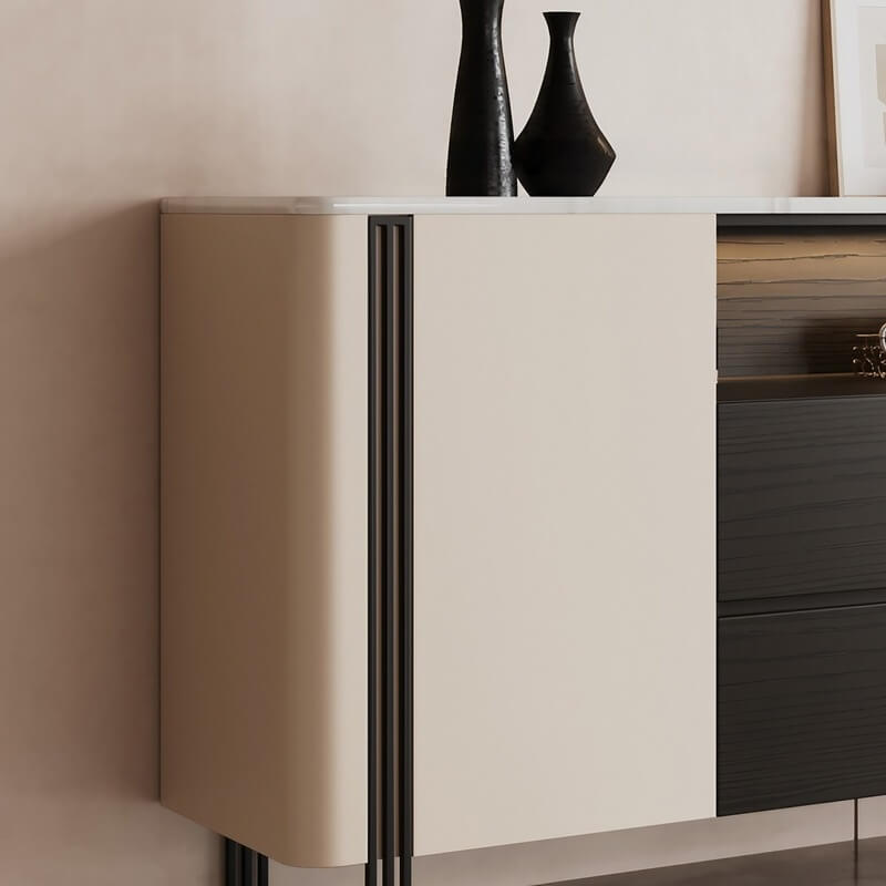 47.2" Modern Sideboard - Black & White, 2 Drawers, 2 Shelves, Doors Included, Engineered Wood