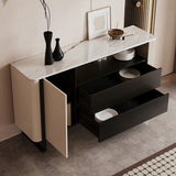 47.2" Modern Sideboard - Black & White, 2 Drawers, 2 Shelves, Doors Included, Engineered Wood