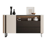 47.2" Modern Sideboard - Black & White, 2 Drawers, 2 Shelves, Doors Included, Engineered Wood