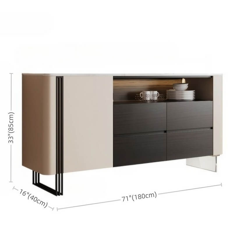 47.2" Modern Sideboard - Black & White, 2 Drawers, 2 Shelves, Doors Included, Engineered Wood