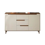 47.2″ Modern Wood Sideboard with 3 Drawers, 4 Shelves - Champagne Color