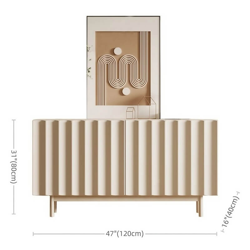 47.2″ White Engineered Wood Sideboard - French Style with Doors and 6 Shelves