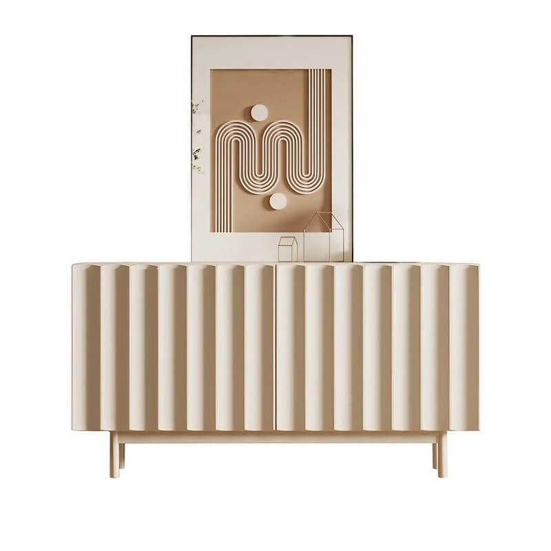 47.2″ White Engineered Wood Sideboard - French Style with Doors and 6 Shelves