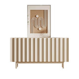 47.2″ White Engineered Wood Sideboard - French Style with Doors and 6 Shelves
