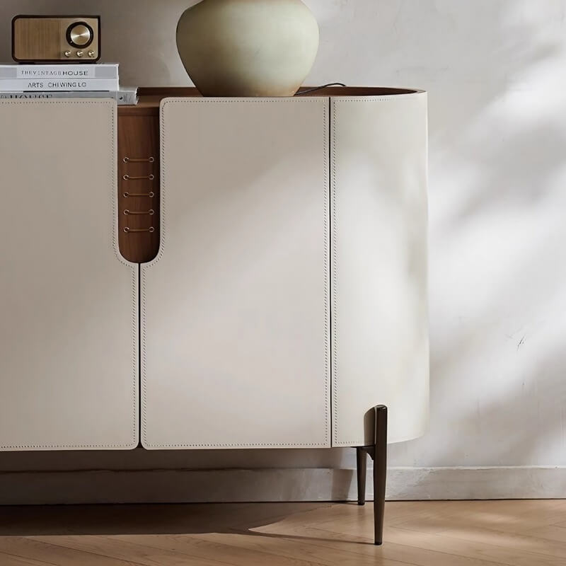47.2″ White Wood Sideboard - Modern Style with Doors and Shelves