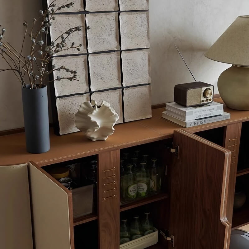 47.2″ White Wood Sideboard - Modern Style with Doors and Shelves