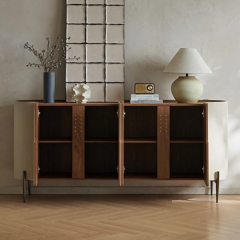47.2″ White Wood Sideboard - Modern Style with Doors and Shelves