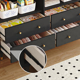 47" Modern Rattan Dresser with Drawers, Shelves, Doors - Warm White