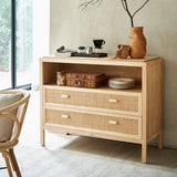47" Rattan Dresser - 2 Drawers - Natural - Japandi Style