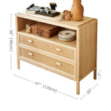 47" Rattan Dresser - 2 Drawers - Natural - Japandi Style