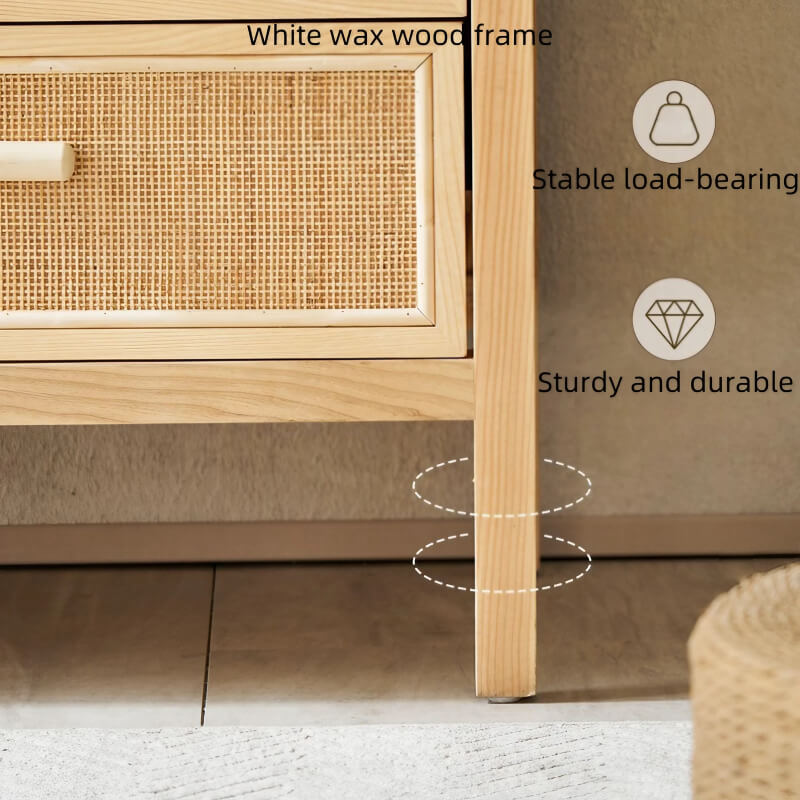 47" Rattan Dresser - 2 Drawers - Natural - Japandi Style