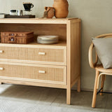 47" Rattan Dresser - 2 Drawers - Natural - Japandi Style