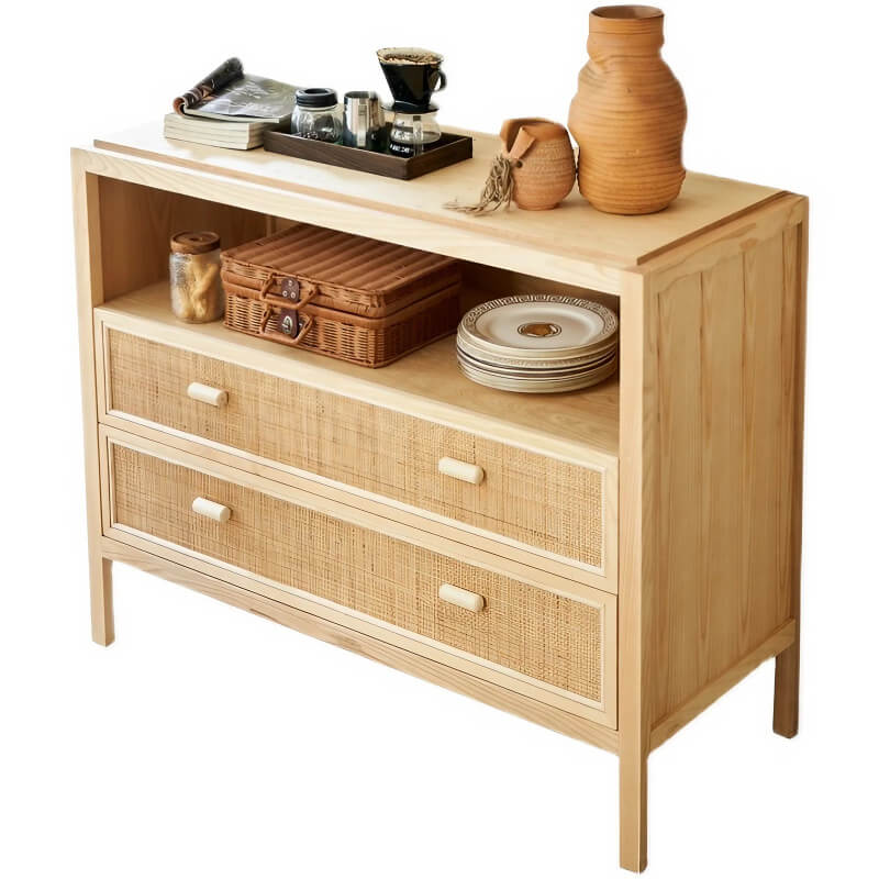 47" Rattan Dresser - 2 Drawers - Natural - Japandi Style