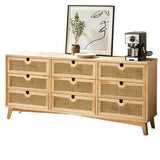 47" Rattan Dresser - 6 Drawers - Natural - Modern Chinese Style