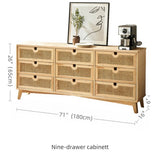 47" Rattan Dresser - 6 Drawers - Natural - Modern Chinese Style