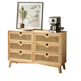 47" Rattan Dresser - 6 Drawers - Natural - Modern Chinese Style