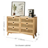 47" Rattan Dresser - 6 Drawers - Natural - Modern Chinese Style