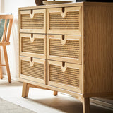 47" Rattan Dresser - 6 Drawers - Natural - Modern Chinese Style