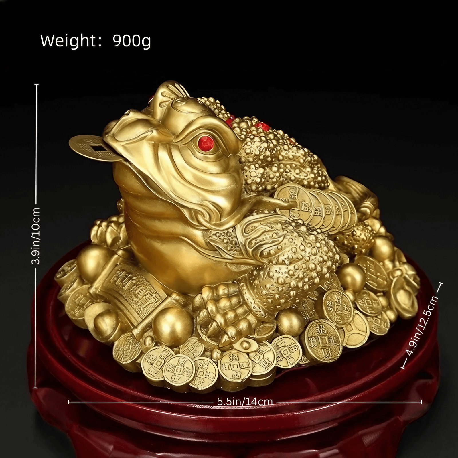 5.5″ Brass Money Frog Feng Shui Decor for Office Living Room