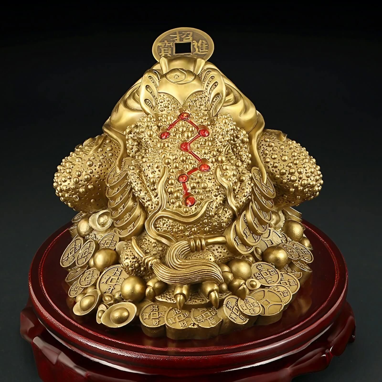 5.5″ Brass Money Frog Feng Shui Decor for Office Living Room