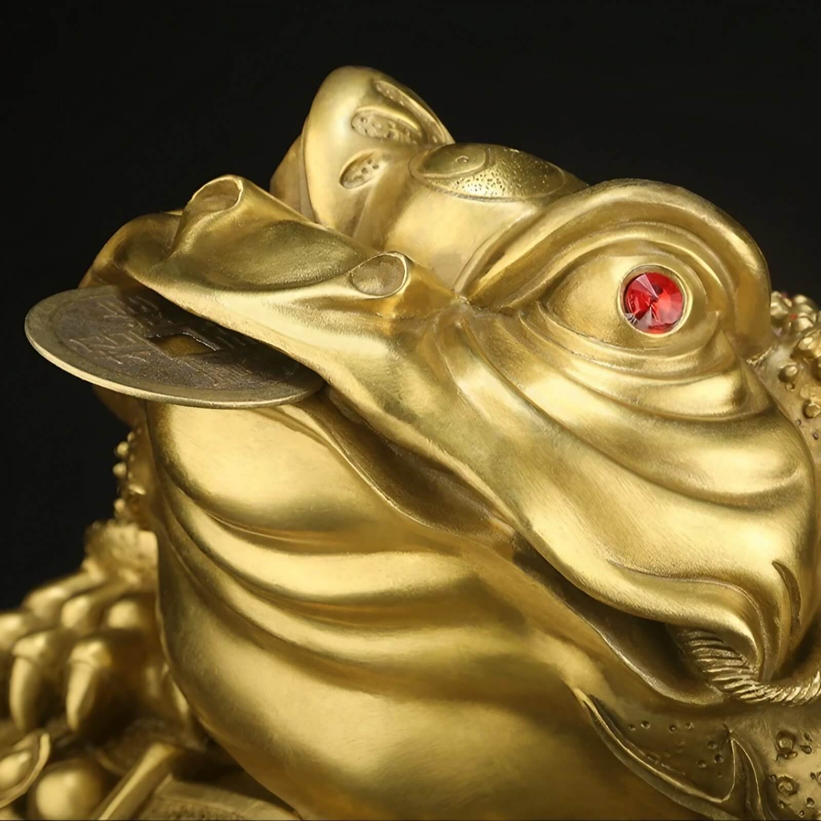 5.5″ Brass Money Frog Feng Shui Decor for Office Living Room
