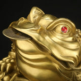 5.5″ Brass Money Frog Feng Shui Decor for Office Living Room