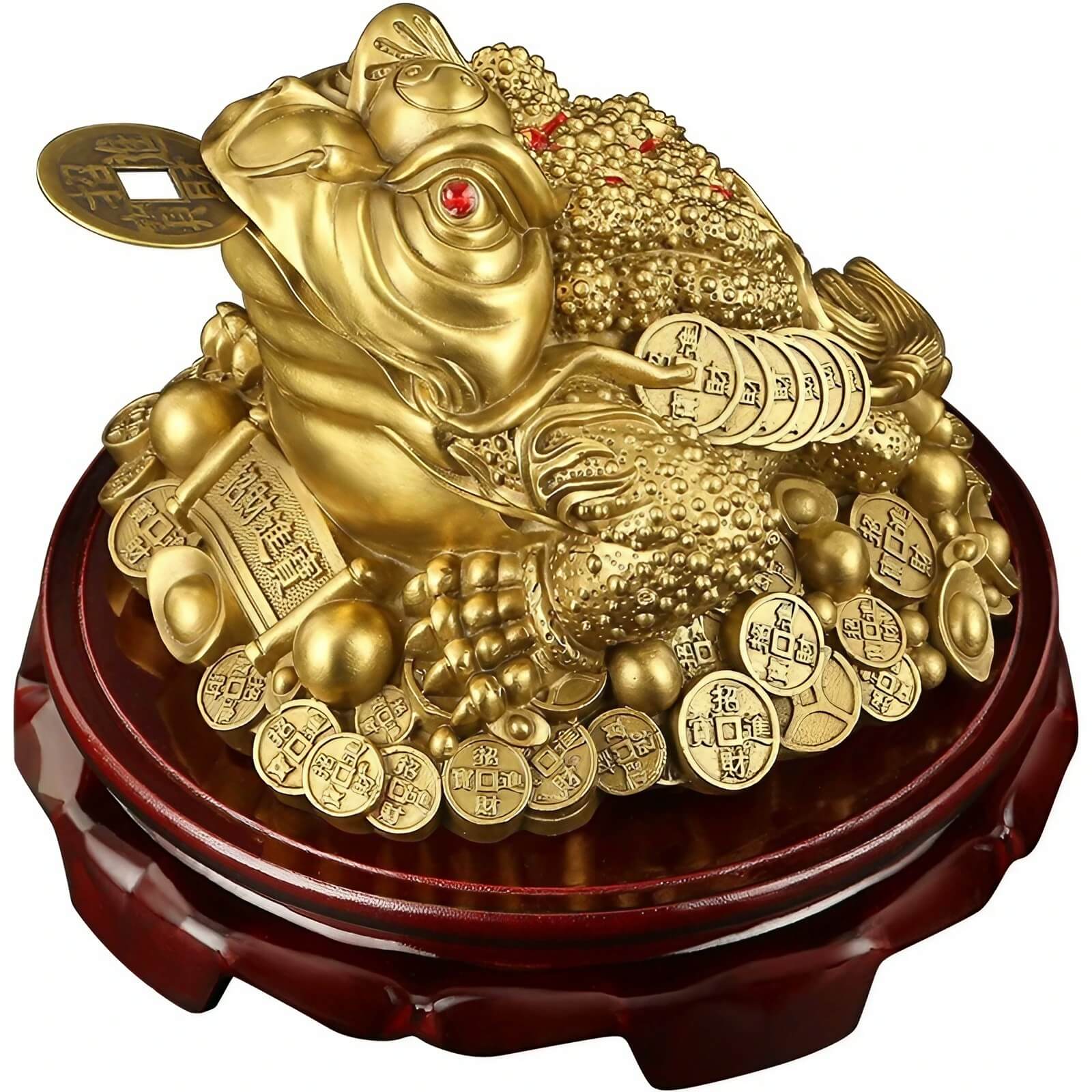 5.5″ Brass Money Frog Feng Shui Decor for Office Living Room
