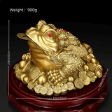 5.5″ Brass Money Frog Feng Shui Decor for Office Living Room