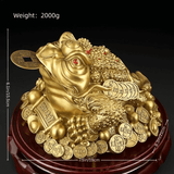5.5″ Brass Money Frog Feng Shui Decor for Office Living Room