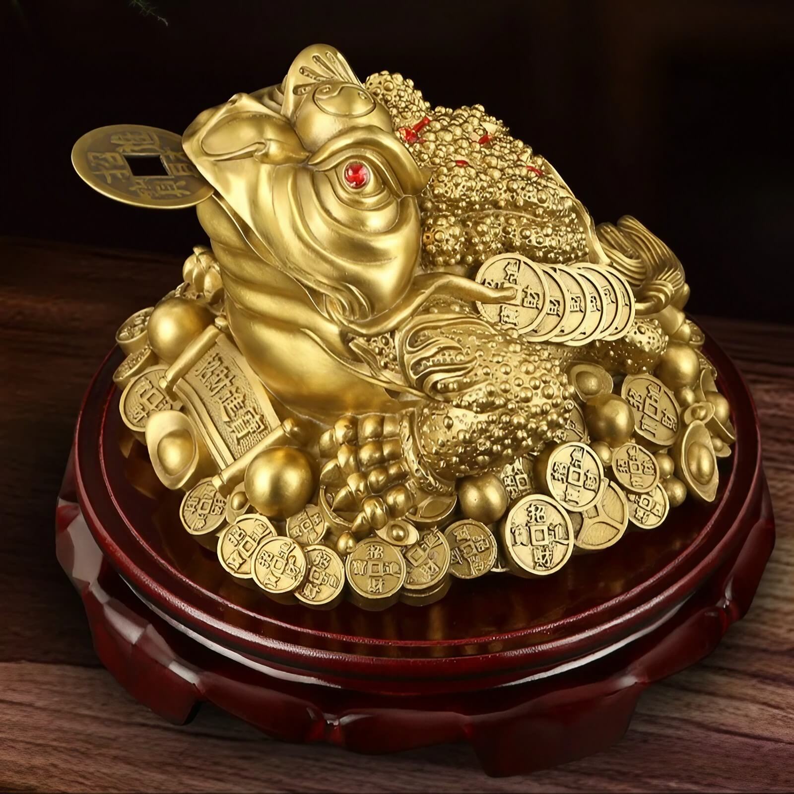 5.5″ Brass Money Frog Feng Shui Decor for Office Living Room