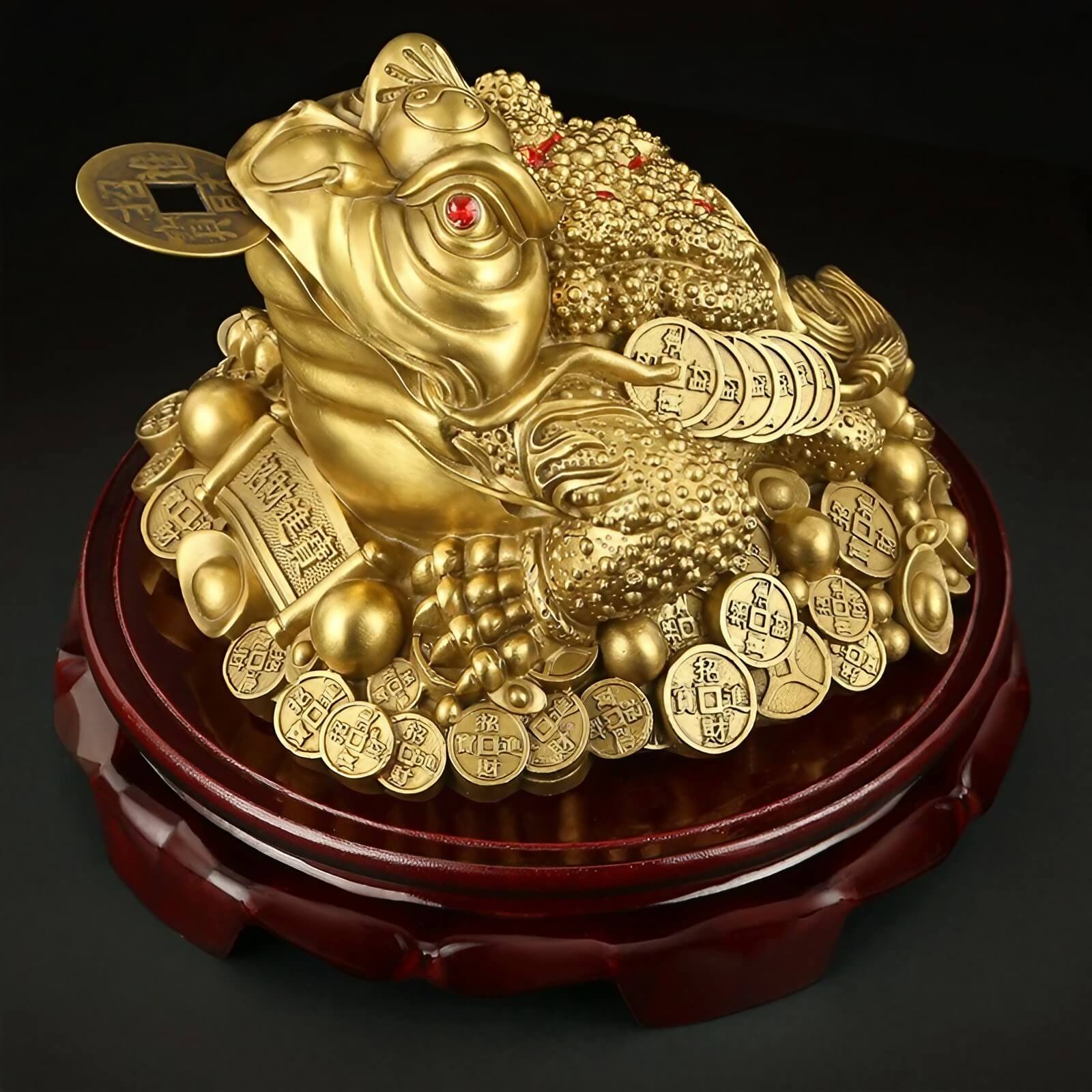5.5″ Brass Money Frog Feng Shui Decor for Office Living Room