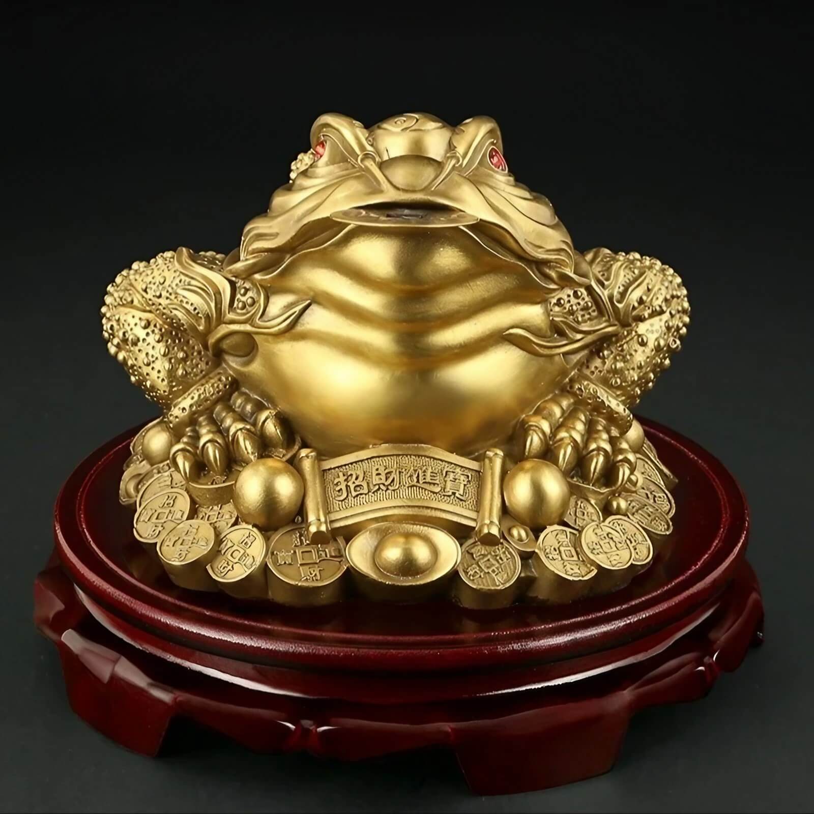 5.5″ Brass Money Frog Feng Shui Decor for Office Living Room
