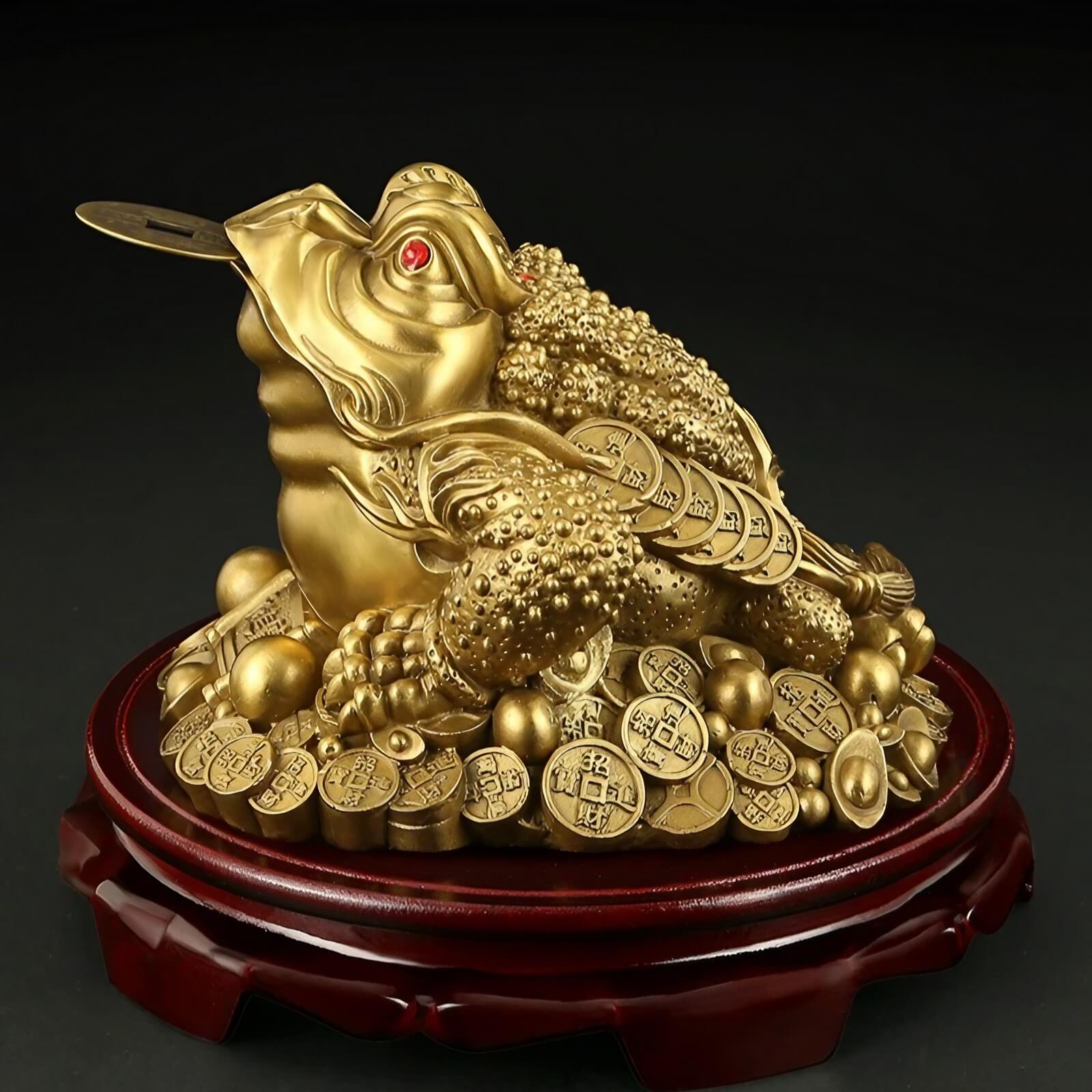 5.5″ Brass Money Frog Feng Shui Decor for Office Living Room