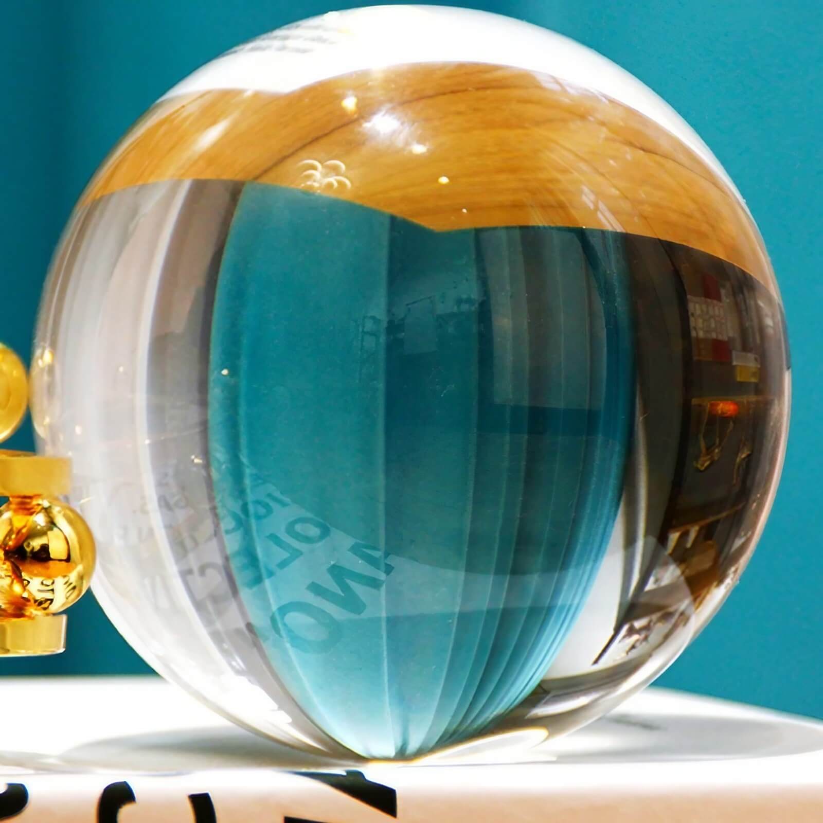 5.9″ Crystal Ball Transparent Alloy and Glass Feng Shui Decor for Office Living Room