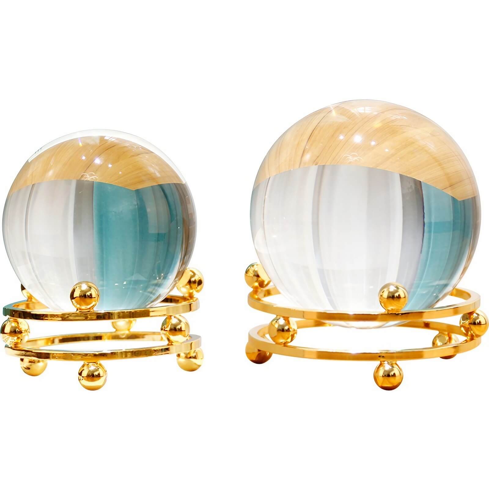 5.9″ Crystal Ball Transparent Alloy and Glass Feng Shui Decor for Office Living Room