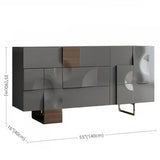 55.1" White Modern Sideboard with 3 Drawers - 2 Shelves - Doors Included - Black Walnut