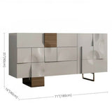55.1" White Modern Sideboard with 3 Drawers - 2 Shelves - Doors Included - Black Walnut