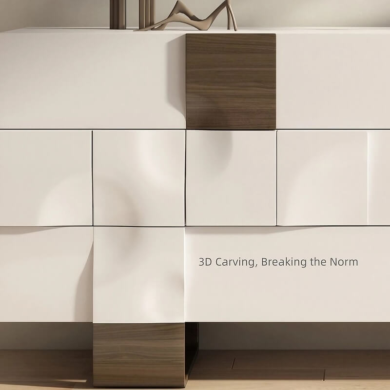55.1" White Modern Sideboard with 3 Drawers - 2 Shelves - Doors Included - Black Walnut